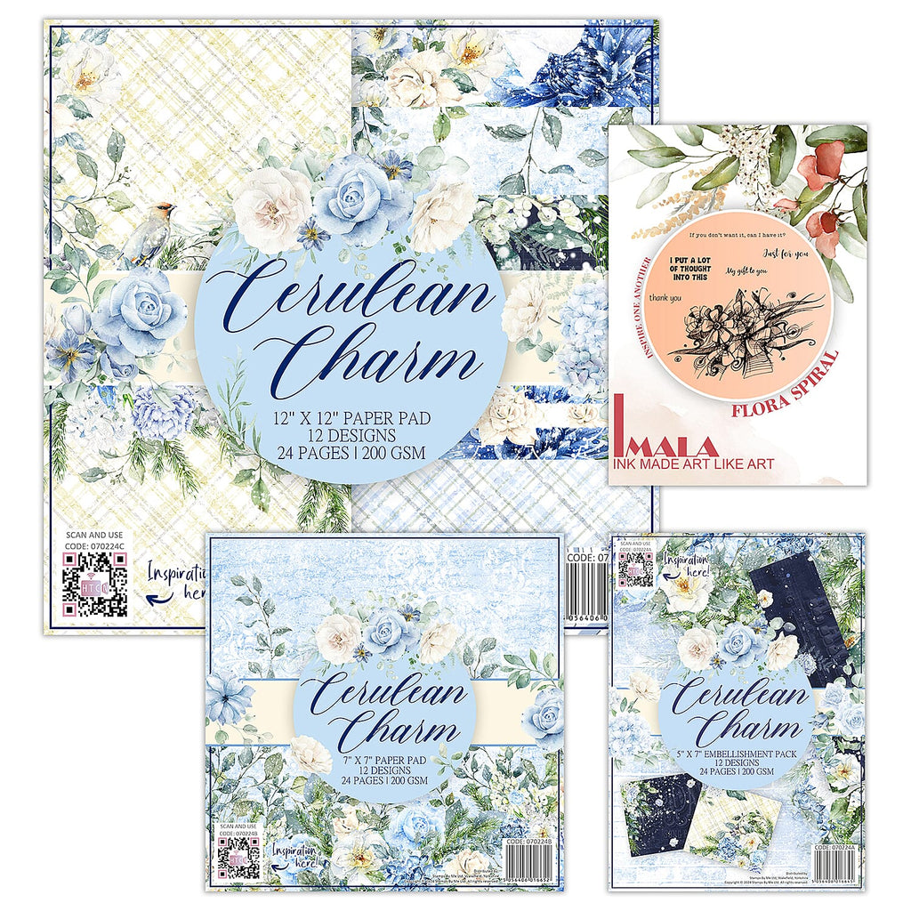 "CERULEAN CHARM PAPER  AND STENCIL BUNDLE   "