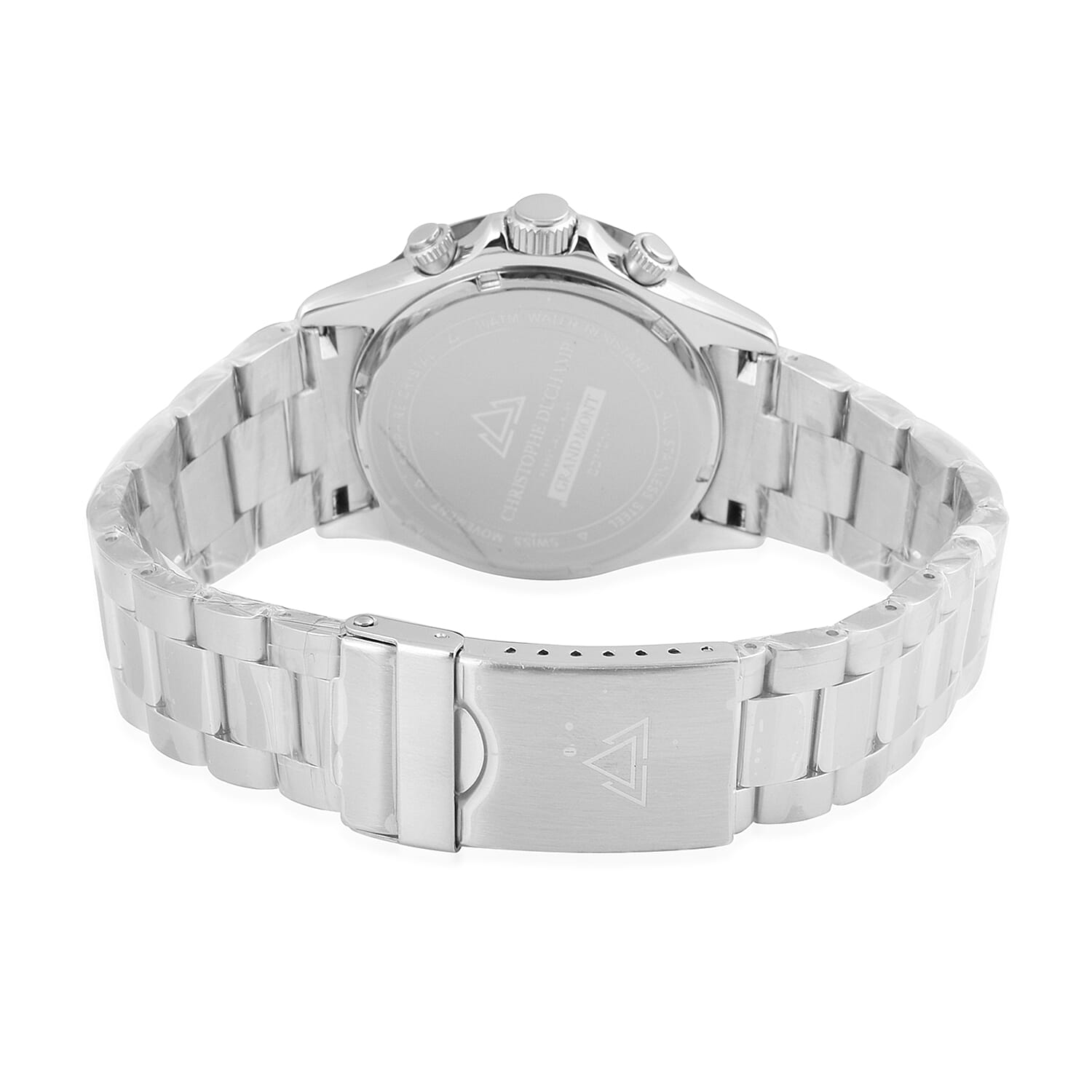 CHRISTOPH DUCHAMP Grand Mont White Dial Watch with Silver Colour Chain Strap
