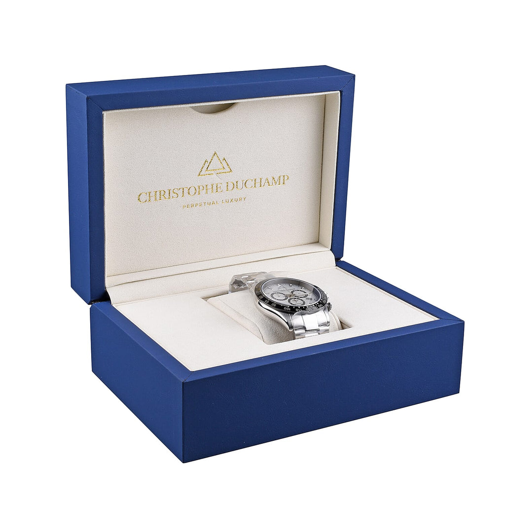 CHRISTOPH DUCHAMP Grand Mont White Dial Watch with Silver Colour Chain Strap