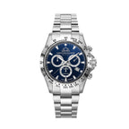 CHRISTOPHE DUCHAMP GRAND MONT Swiss Movt. 10 ATM WR Sapphire Crystal Glass Blue Dial Stainless Steel Watch with Silver Colour Chain Strap