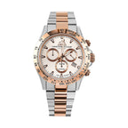 CHRISTOPHE DUCHAMP Grand Mont Swiss Movt. White Dial Watch with Dual Colour Chain Strap 10 ATM WR Sapphire Crystal Glass
