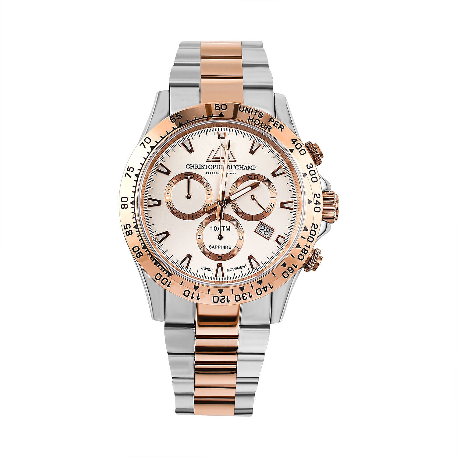 Grand Mont Swiss Movt. Dial Watch Dual Chain Strap 10 ATM WR Sapphire Crystal Glass
