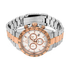 CHRISTOPHE DUCHAMP Grand Mont Swiss Movt. White Dial Watch with Dual Colour Chain Strap 10 ATM WR Sapphire Crystal Glass