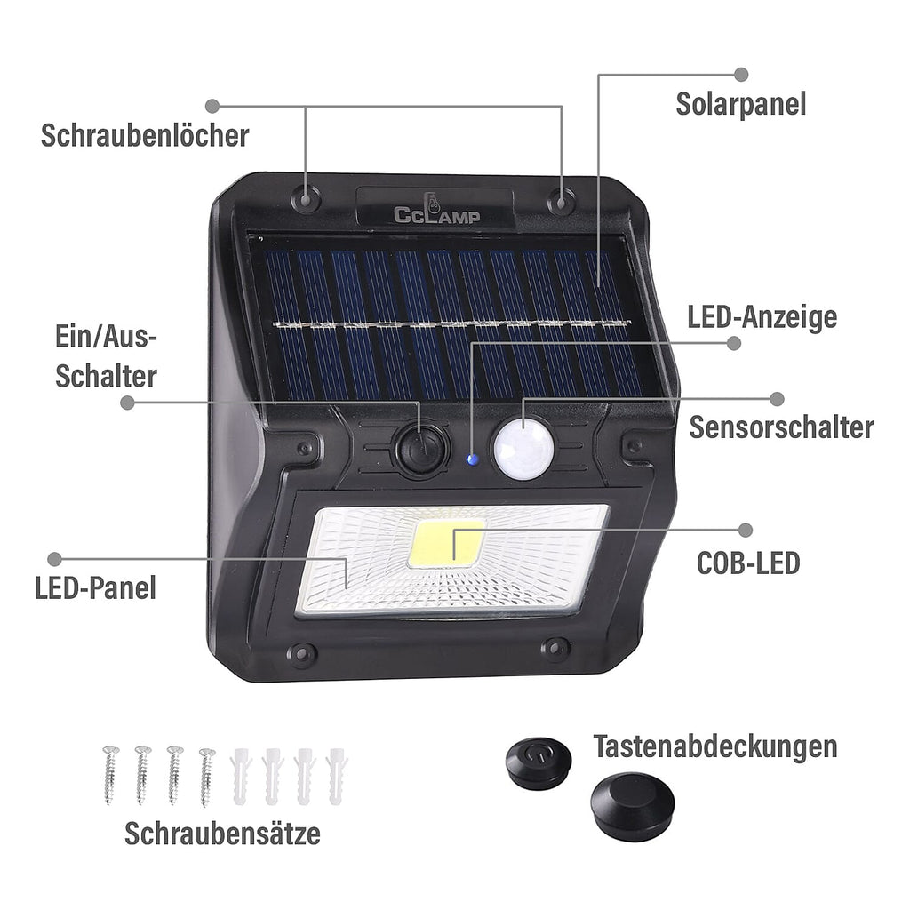 Solar Lamp with Sensor for Outdoor Use with (Battery 3000mAH Inc.) - Black