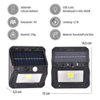 Solar Lamp with Sensor for Outdoor Use with (Battery 3000mAH Inc.) - Black