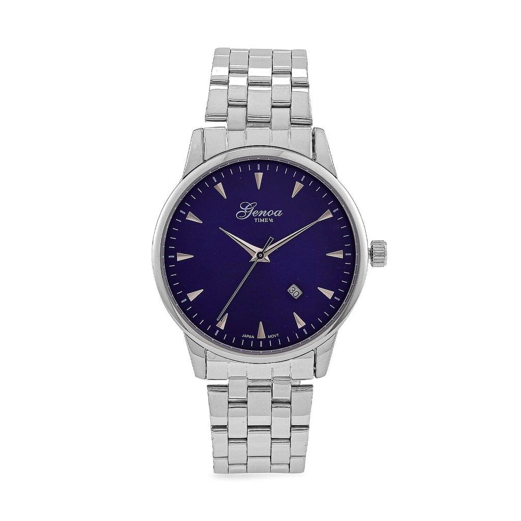CLASSIC GENOA TIME V2 Miyota GM12 Japan Movt. 3ATM Water Resistant Blue Dial Watch with Silver Colour Stainless Steel Strap