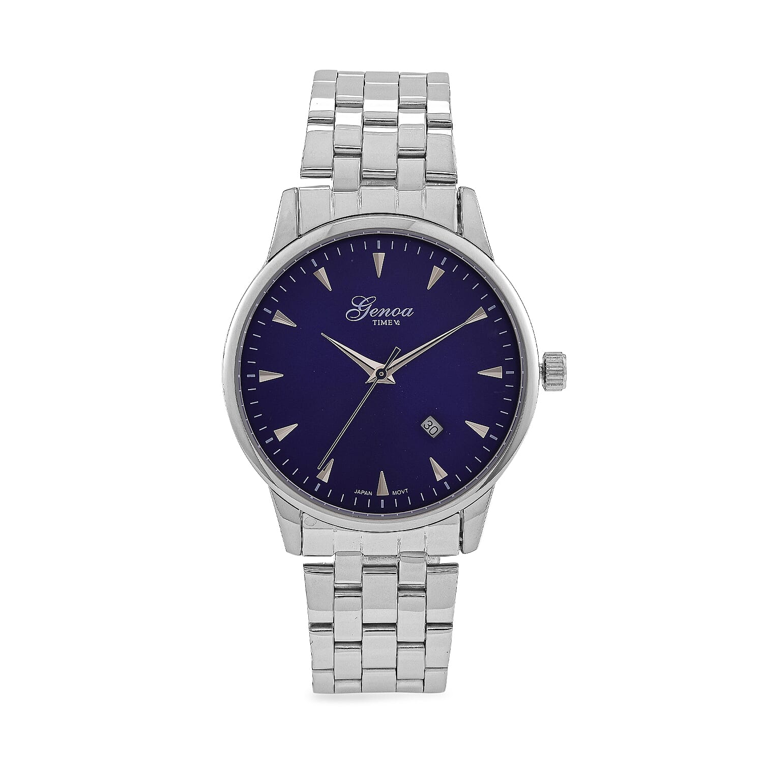 CLASSIC GENOA TIME V2 Miyota GM12 Japan Movt. 3ATM Water Resistant Blue Dial Watch with Silver Colour Stainless Steel Strap