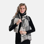 CLOSEOUT DEAL - Designer  Luxurious Horse Print Warm Shawl - Black