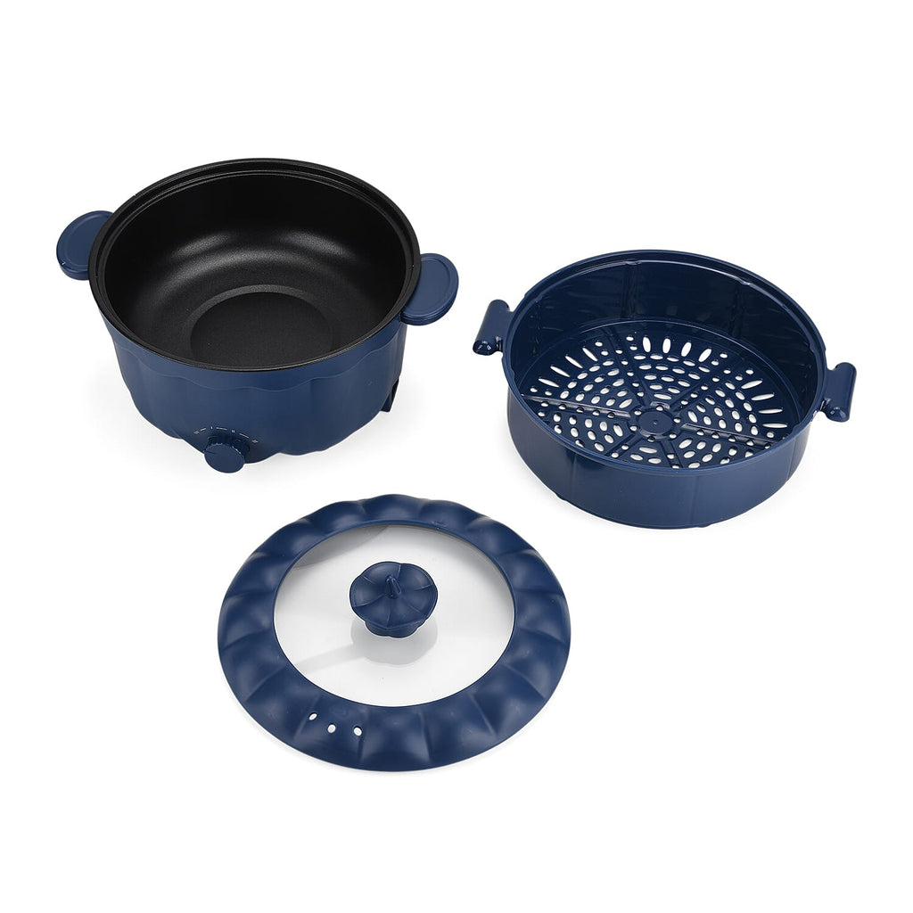 Bliss - Beyond Electric Hot Pot, Frying, Stewing, And Stir-Fry Functions, Adjustable Temperature (2.5 Liters) - Navy
