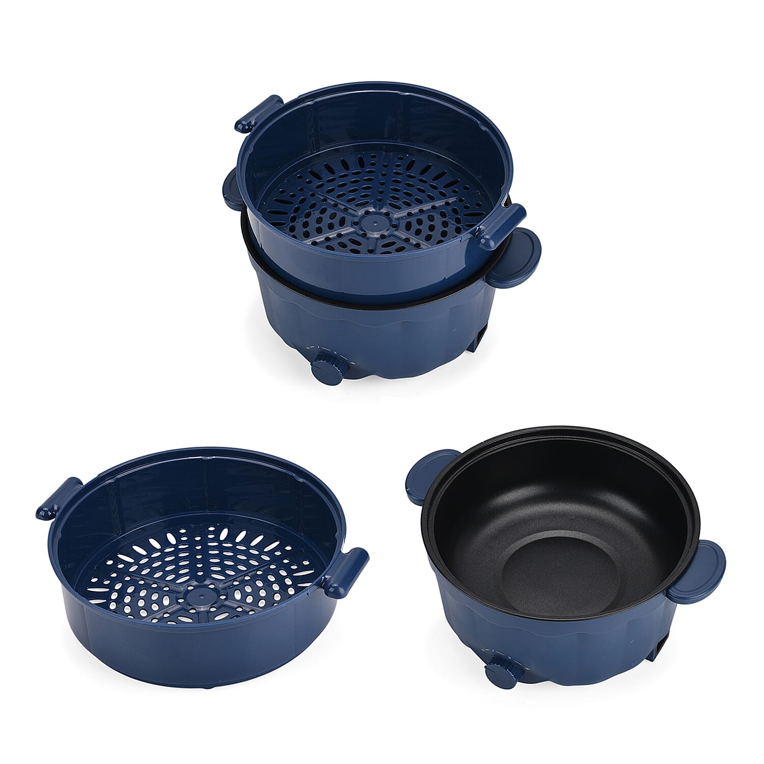 Bliss - Beyond Electric Hot Pot, Frying, Stewing, And Stir-Fry Functions, Adjustable Temperature (2.5 Liters) - Navy