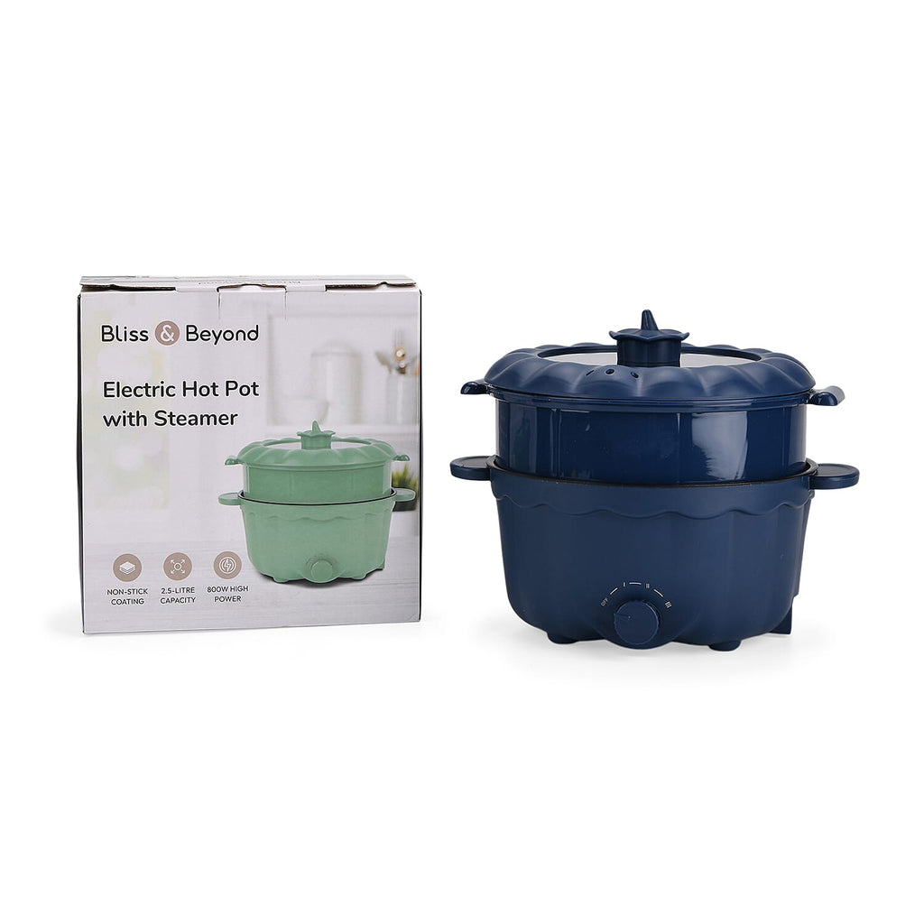 Bliss - Beyond Electric Hot Pot, Frying, Stewing, And Stir-Fry Functions, Adjustable Temperature (2.5 Liters) - Navy