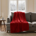 HUSH HAVEN Opulent High End Double Layer Rich Faux Fur Blanket 520 GSM (200 x 165 cm) - Burgundy