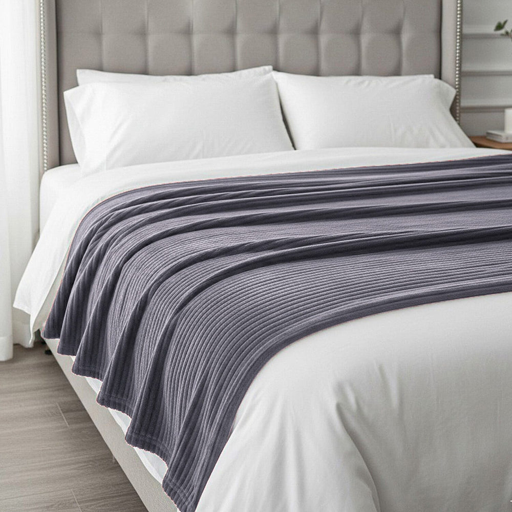 HUSH HAVEN Opulent High End Double Layer Rich Faux Fur Blanket 520 GSM (200 x 165 cm) -  Grey