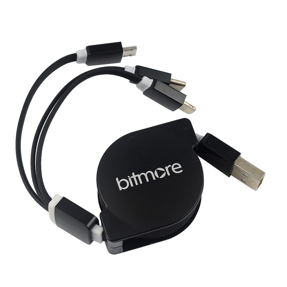 Bitmore Fast Charge Retractable 3 in 1 Charging Cable - Charge 3 Devices At the Same Time