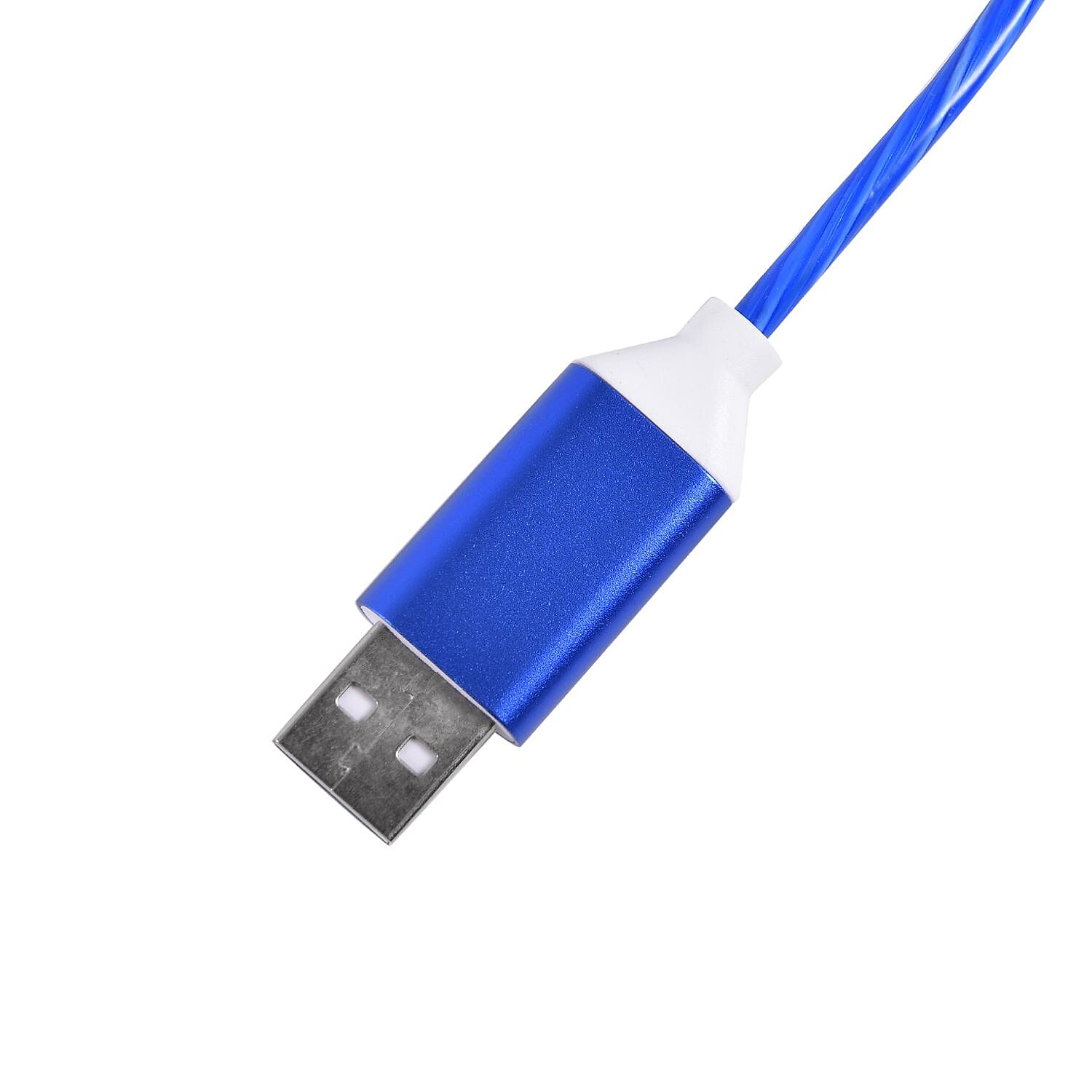 3 in 1 Magnetic Charging USB Cable with Flowing LED Light (Size 2x1 m) - Blue