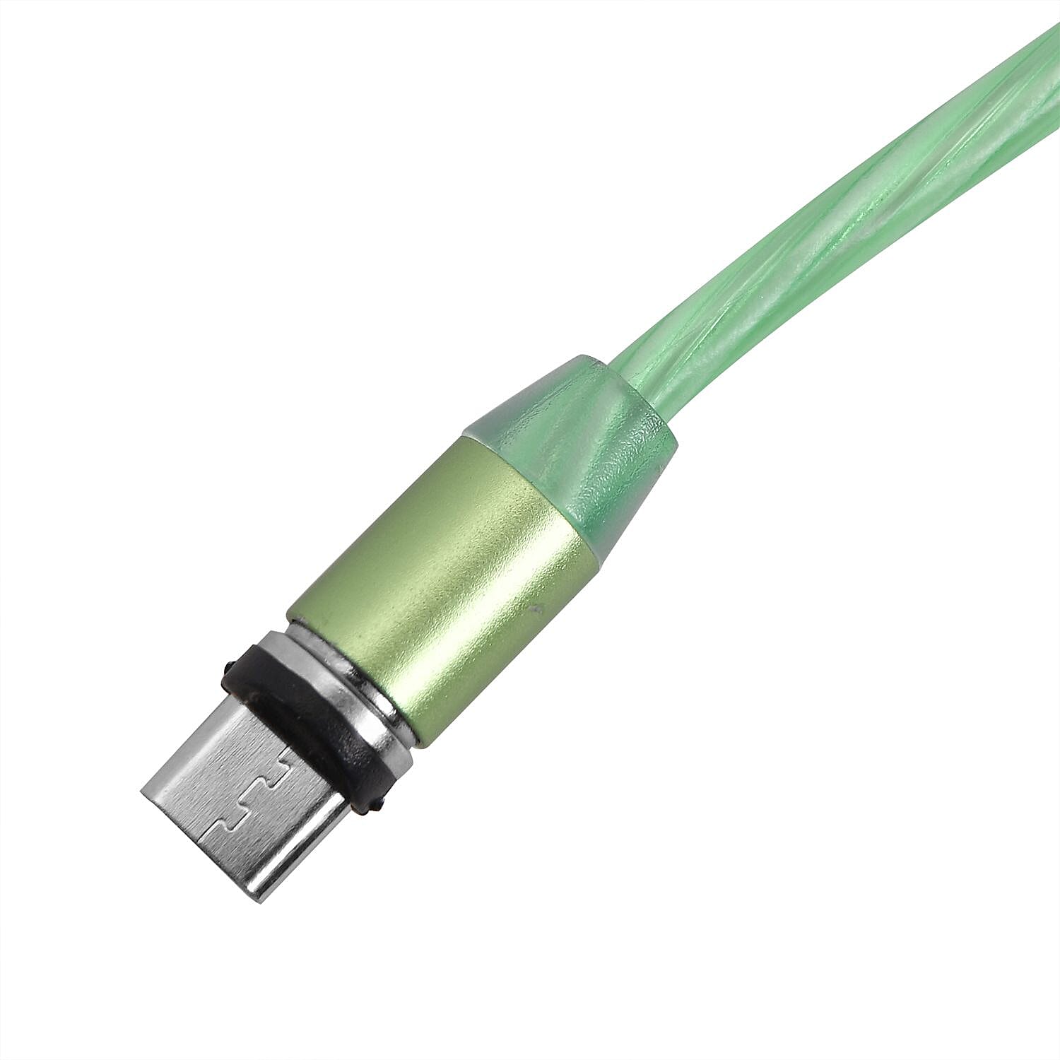 3 in 1 Magnetic Charging USB Cable with Flowing LED Light (Size 2x1 m) - Green
