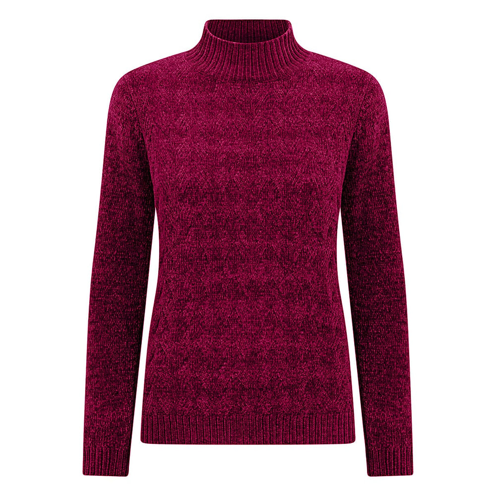 Cable Front Turle Neck Jumper (Size M) - Cherry