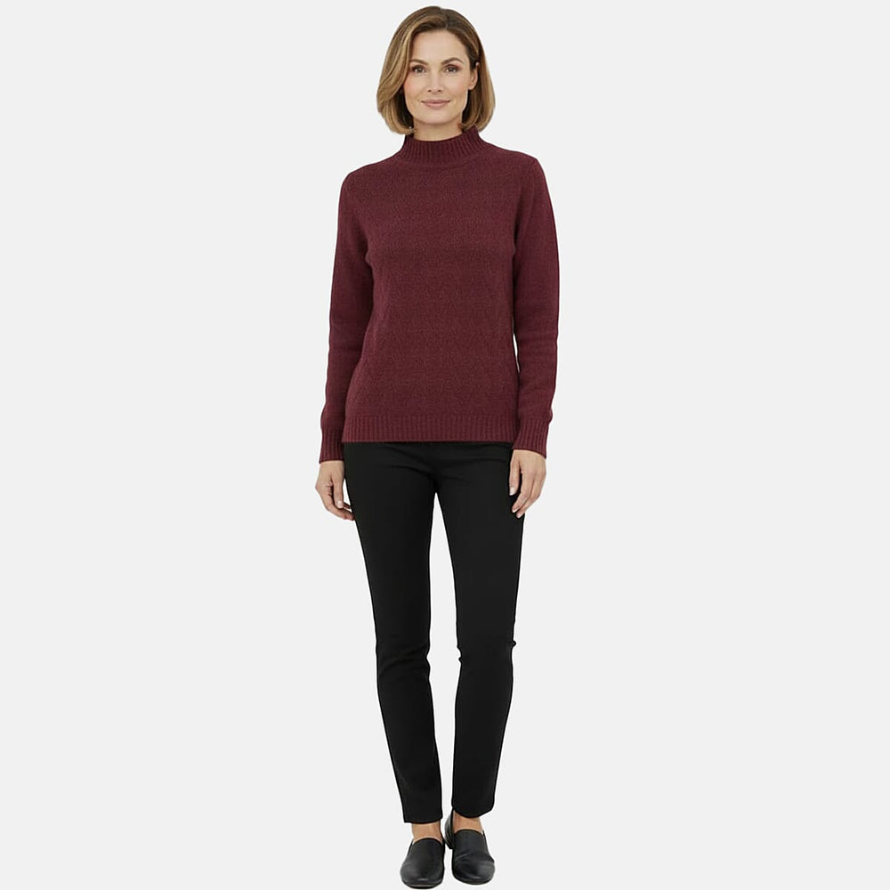 Cable Front Turle Neck Jumper (Size S) - Cherry