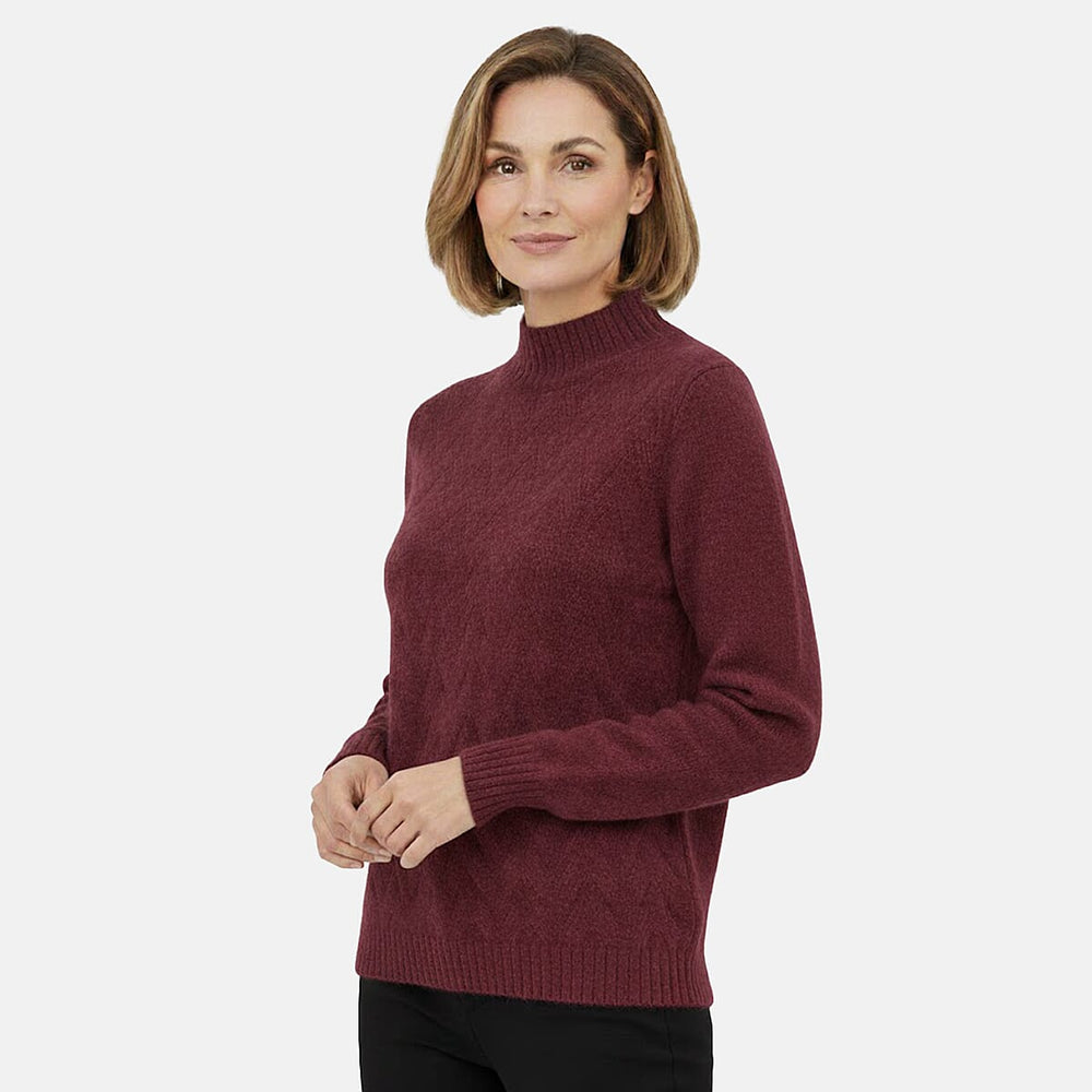 Cable Front Turle Neck Jumper (Size S) - Cherry