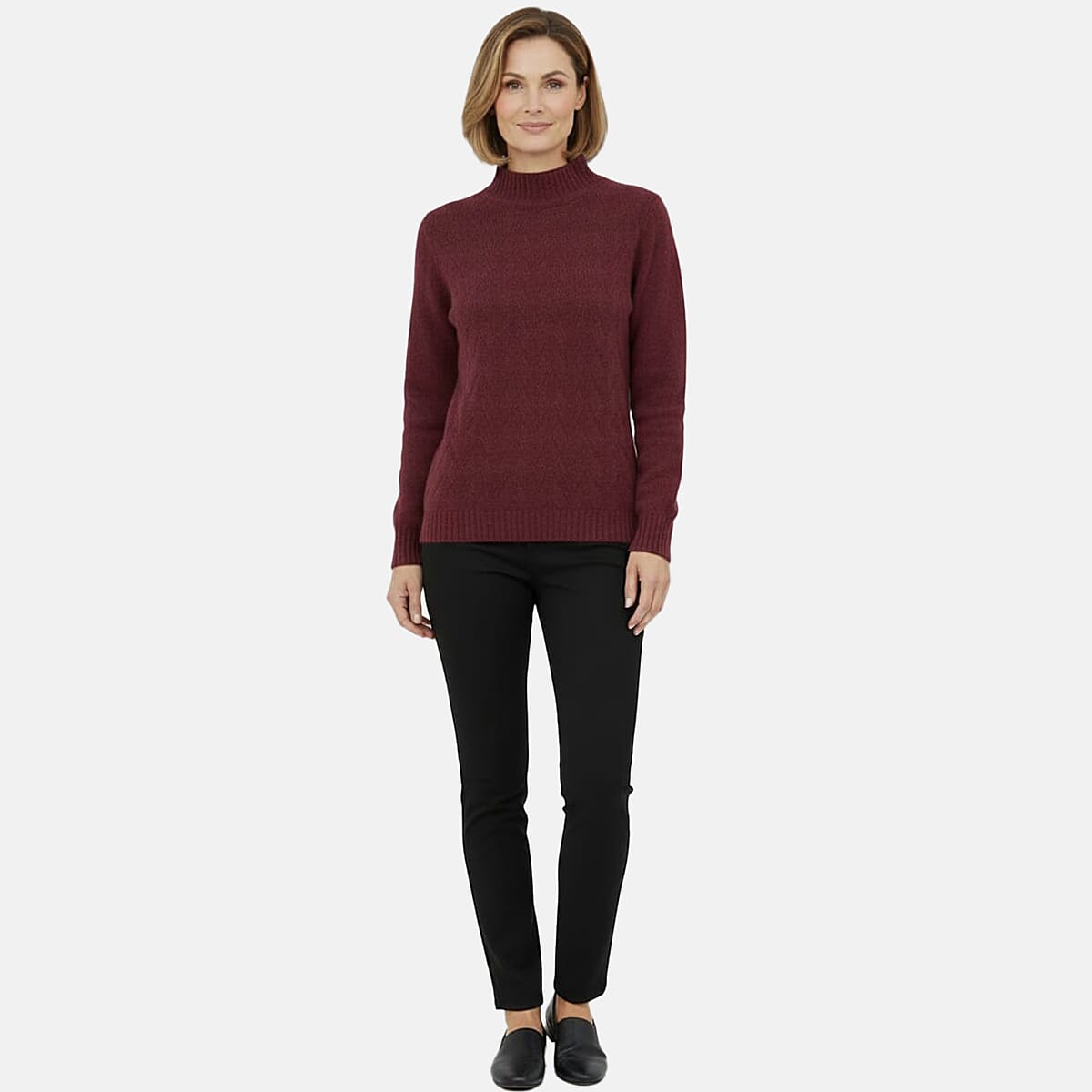Cable Front Turle Neck Jumper (Size S) - Cherry