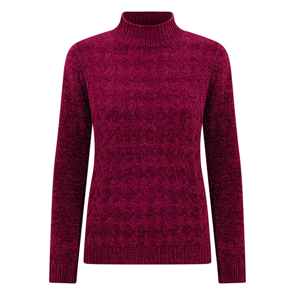 Cable Front Turle Neck Jumper (Size S) - Cherry