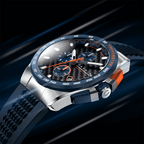 CADOLA Peterson 44mm 10 ATM Water Resistant Watch With Stainless Steel Chain Bracelet & Extra Yellow Silicon Strap
