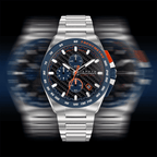 CADOLA Peterson 44mm 10 ATM Water Resistant Watch With Stainless Steel Chain Bracelet & Extra Yellow Silicon Strap