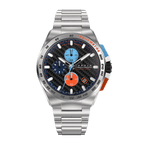 CADOLA Peterson 44mm 10 ATM Water Resistant Watch With Stainless Steel Chain Bracelet & Extra Yellow Silicon Strap