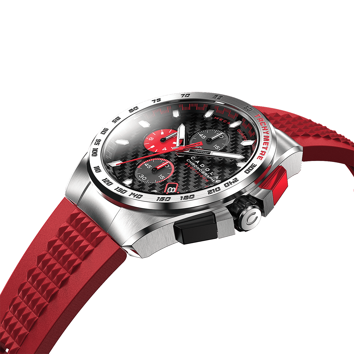 CADOLA Peterson 44mm 10 ATM Water Resistant Watch With Stainless Steel Chain Bracelet & Extra Yellow Silicon Strap