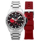 CADOLA Peterson 44mm 10 ATM Water Resistant Watch With Stainless Steel Chain Bracelet & Extra Yellow Silicon Strap