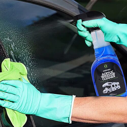 Caiman Leisure Pack 3 - Waterless Wash & Wax - Black Streak Remover - Acrylic Window Cleaner (Includes Sponge & Cloth)