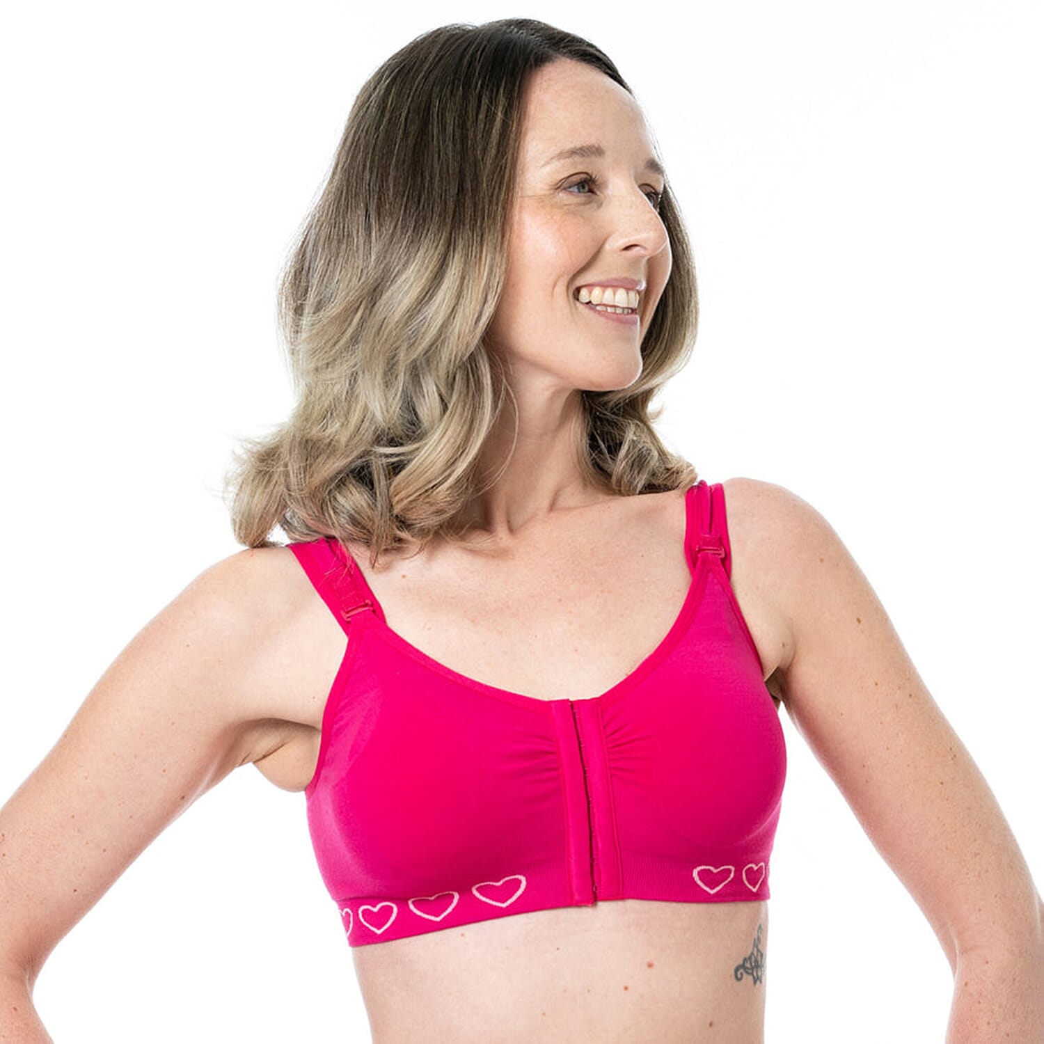 Cancer Research UK Front Fastening Full Coverage Wide Straps Comfort Bra (Size XXL) - Hot Pink