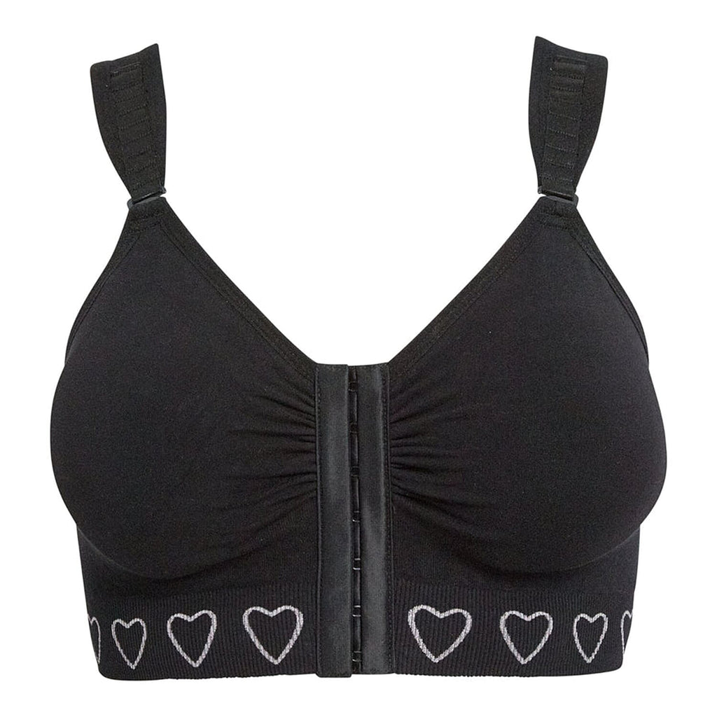 Cancer Research UK Front Fastening Full Coverage Wide Straps Comfort Bra (Size L) - Black