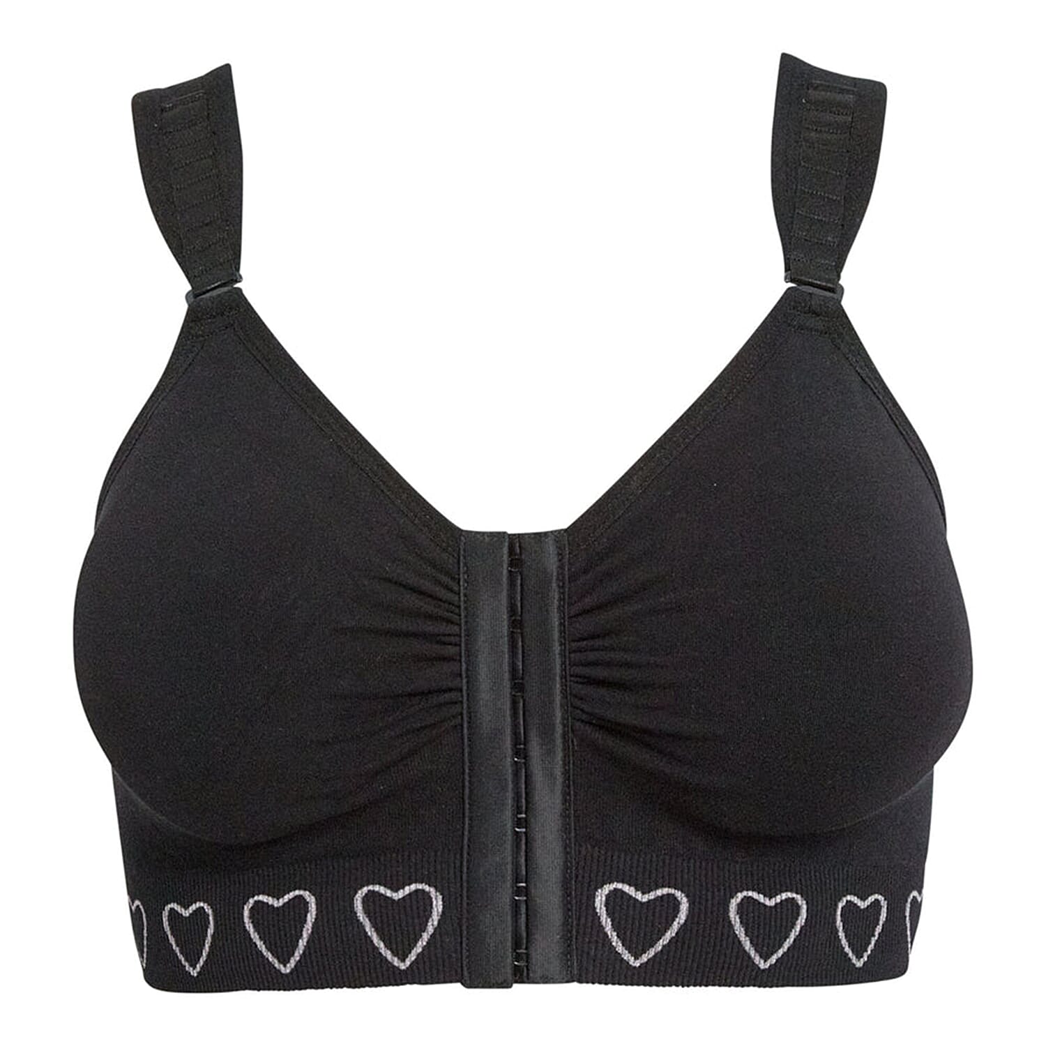 Cancer Research UK Front Fastening Full Coverage Wide Straps Comfort Bra (Size L) - Black