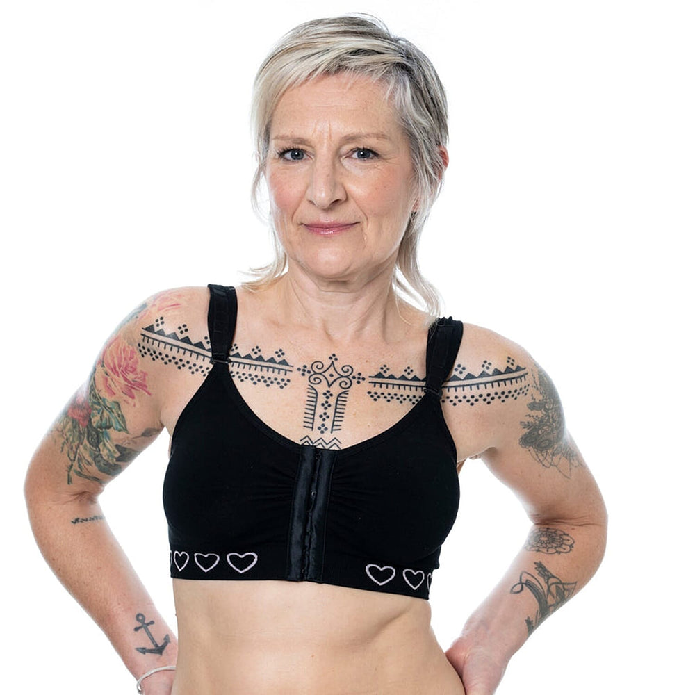 Cancer Research UK Front Fastening Full Coverage Wide Straps Comfort Bra (Size L) - Black