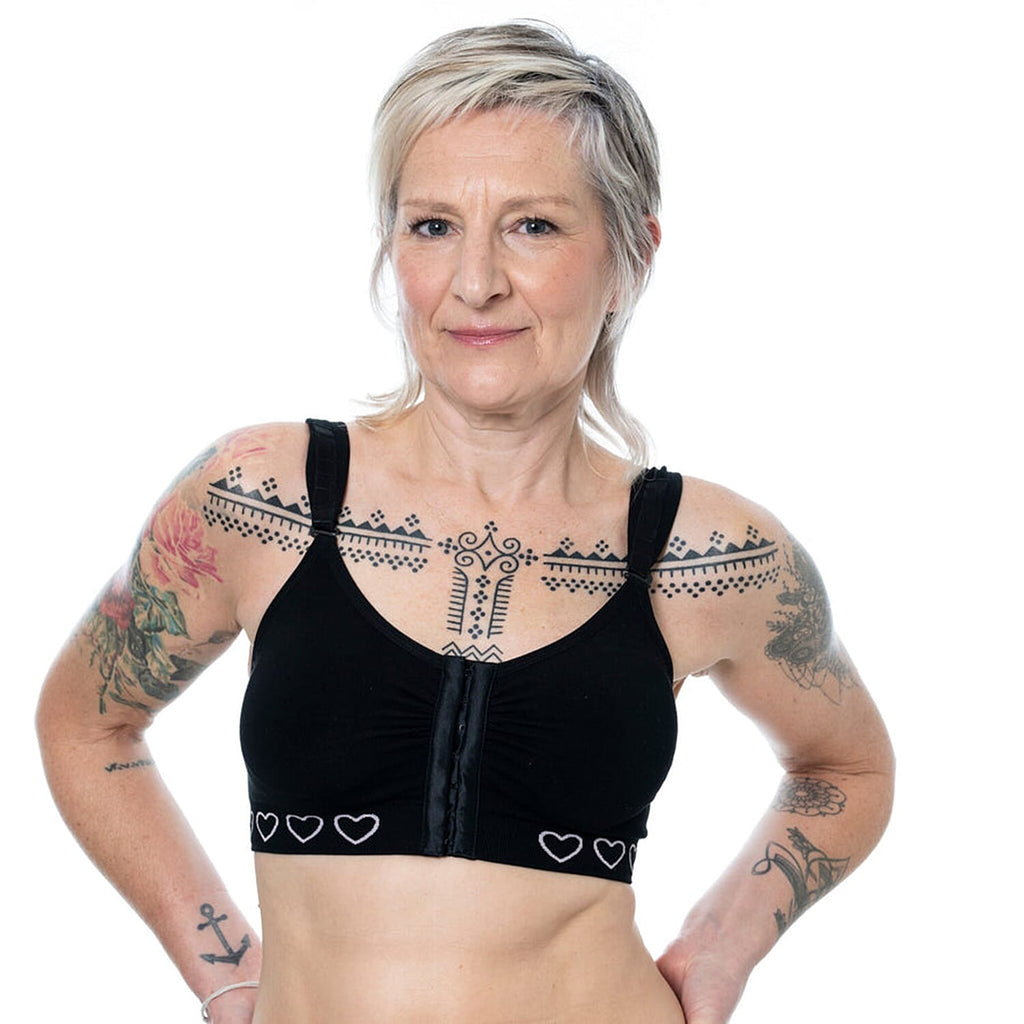 Cancer Research UK Front Fastening Full Coverage Wide Straps Comfort Bra (Size L) - Black