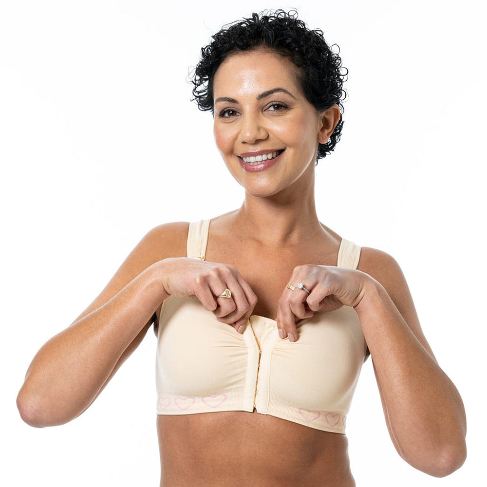 Cancer Research UK Front Fastening Full Coverage Wide Straps Comfort Bra (Size XXXL) - Blush