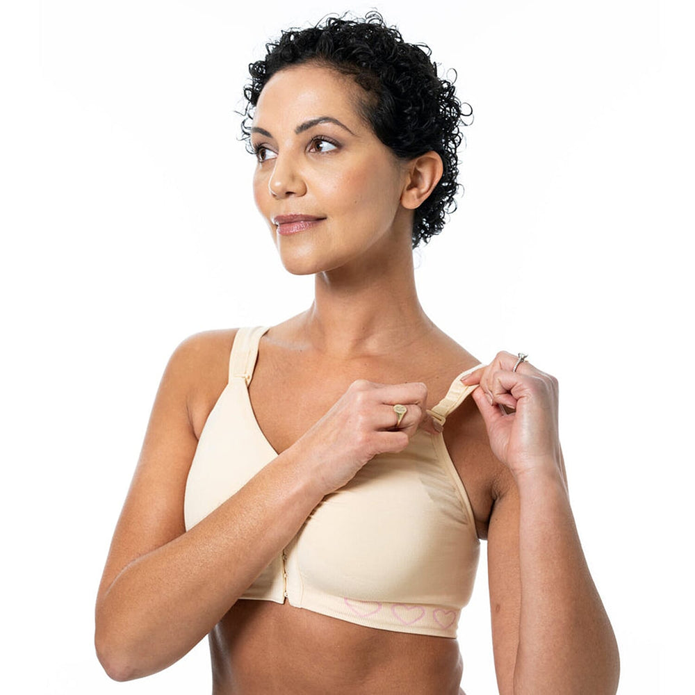 Cancer Research UK Front Fastening Full Coverage Wide Straps Comfort Bra (Size XXXL) - Blush