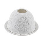 Set of 2 Madonna and Angel Printed Porcelain LED Tealight Candle Holder - White