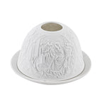 Set of 2 Madonna and Angel Printed Porcelain LED Tealight Candle Holder - White