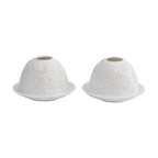 Set of 2 Santa Claus - Village with Flying Sleigh Pattern Porcelain Candle Holder With LED Light - White