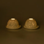 Set of 2 Porcelain Candle Holder With LED Light - White