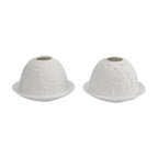 Set of 2 Porcelain Candle Holder With LED Light - White