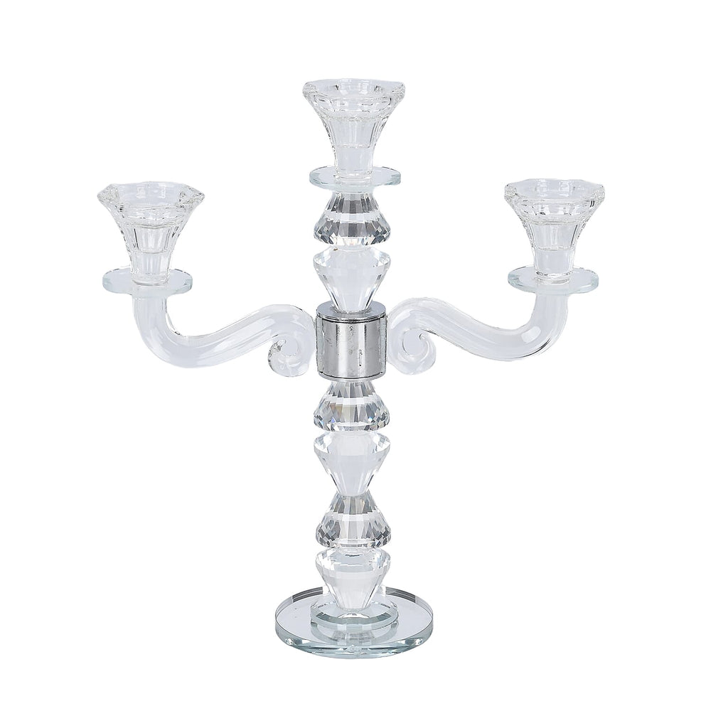 3 Arm Cone Shaped Candle Holder - Transparent