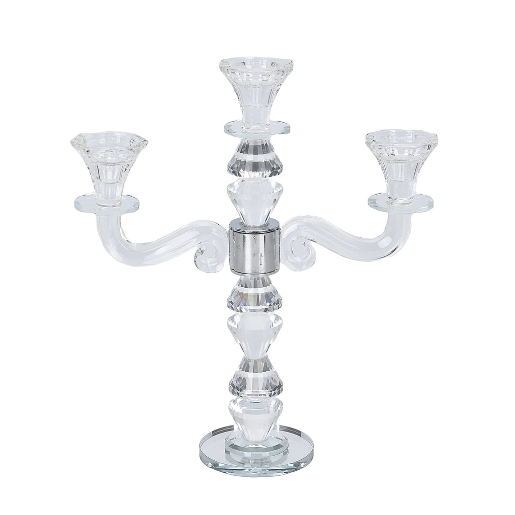 3 Arm Cone Shaped Candle Holder - Transparent