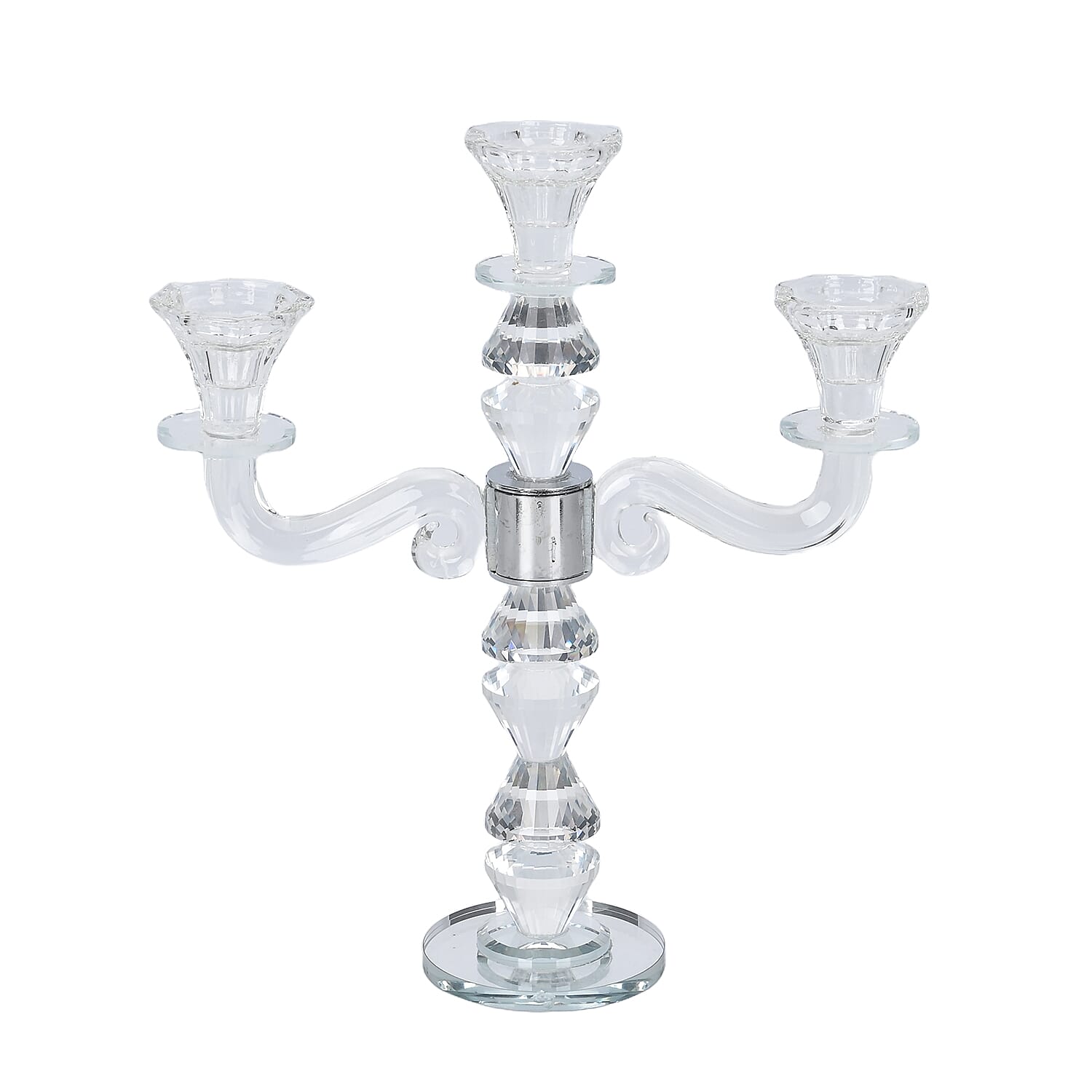 3 Arm Cone Shaped Candle Holder - Transparent