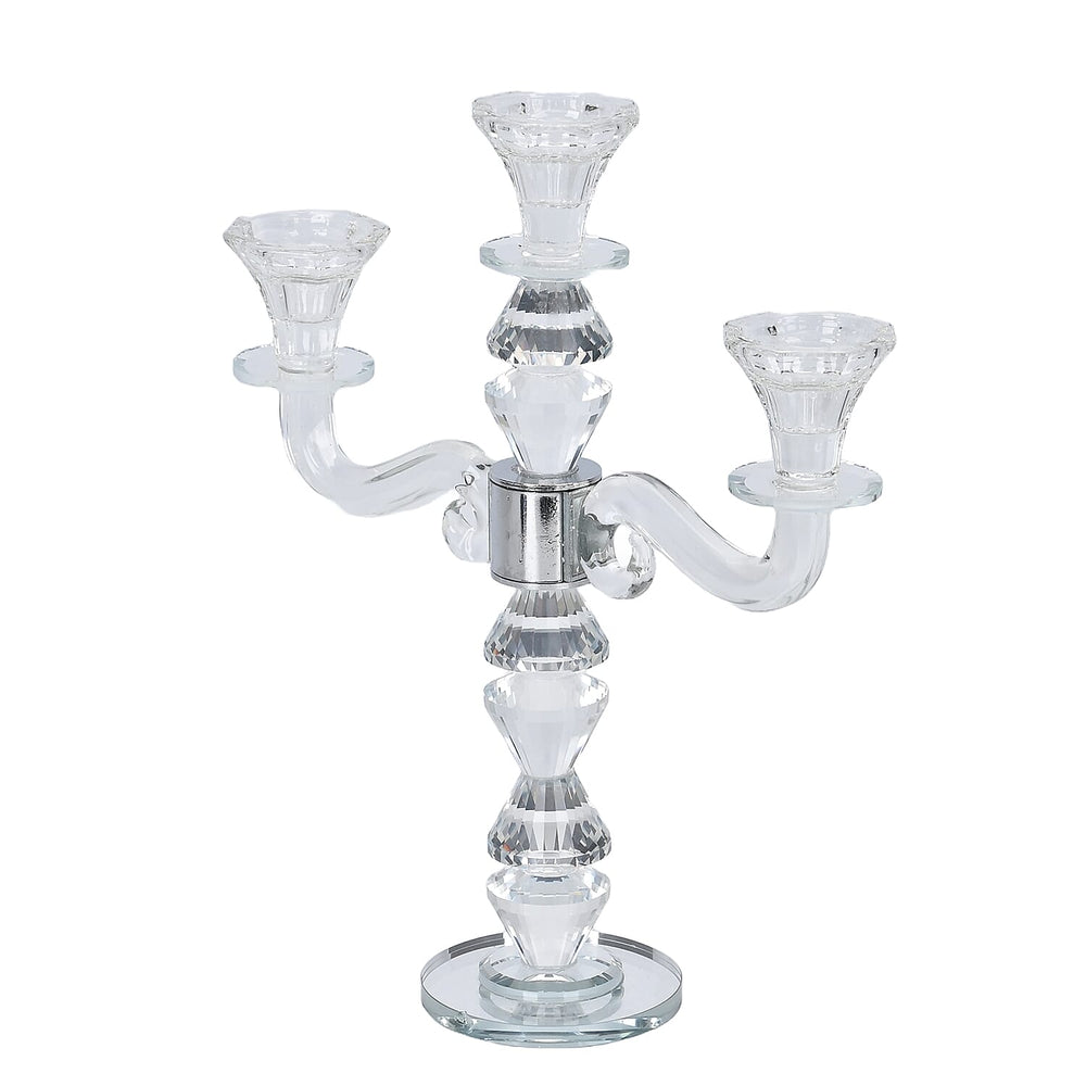 3 Arm Cone Shaped Candle Holder - Transparent
