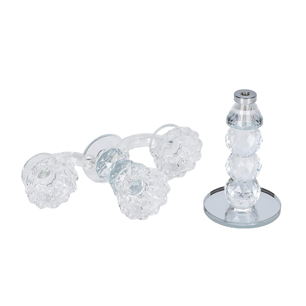 3 Arm Round Shaped Candle Holder - Transparent