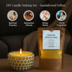 Candle Making Kit - 100% Plant-Based Pearled Wax, 30 Wicks, 2 Mosaic Bowls & Sandalwood Fragrance