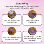 Candle Making Kit - 100% Plant-Based Pearled Wax, 30 Wicks, 2 Mosaic Bowls & Lavender Fragrance